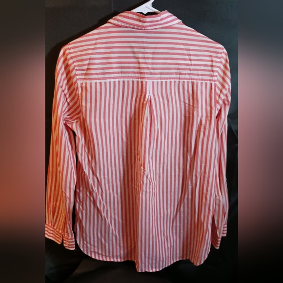 Peach stripe button down shirt sz med - Picture 5 of 5